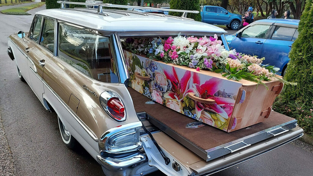 Mountain View Funeral Service Rotorua Hearse With Flowers